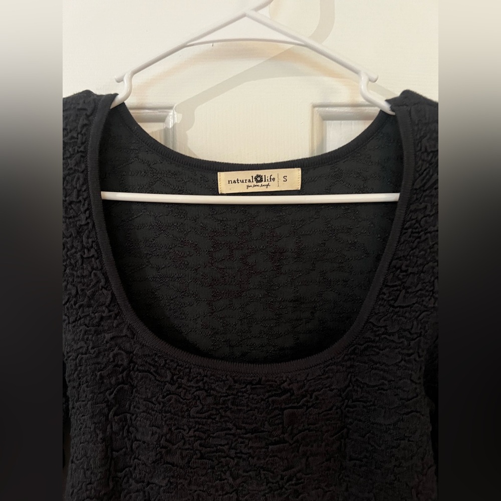 Natural Life Danielle Square Neck Textured Long Sleeve Top in Navy - Picture 4 of 6